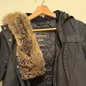 Barbour Classic Black Hooded Winter Tartan Women’s Jacket 4/S